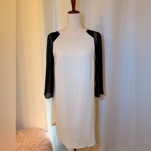 DKNYC Cream Dress with Black Sleeves